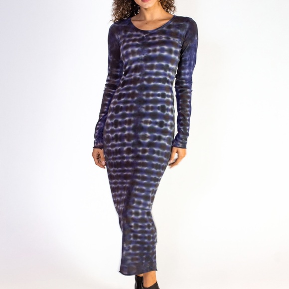 Raquel Allegra Dresses & Skirts - Raquel Allegra Long Sleeve Fitted Midi Dress Tie Dye Night Orchid